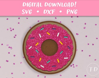 Donut Birthday Card SVG: Layered Greeting Card Papercut Template (Digital Download)