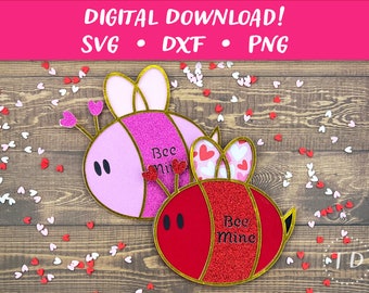 Bee Mine Valentine's Day Card SVG: Greeting Card DIY Papercut Template (Digital Download)