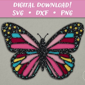 Layered Butterfly Card SVG | Birthday Card Template | Papercut SVG Card Cut File | Cricut Silhouette Glowforge DIY | Instant Download