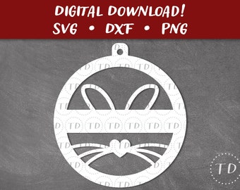 Rabbit Ornament SVG: Layered Customizable Pet Ornament Papercut Template (Digital Download)
