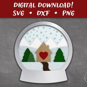 Snow Globe Shaker Card SVG | Merry Christmas Card Template | Papercut SVG Card Cut File | Cricut Silhouette Glowforge DIY | Instant Download