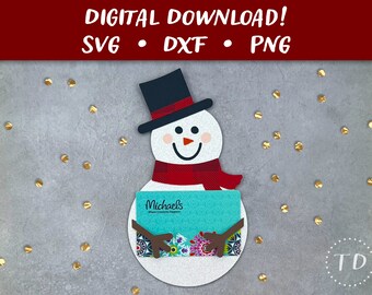 Snowman Gift Card Money Holder SVG: Layered Christmas Greeting Card Papercut Template (Digital Download)