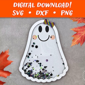 Straszna karta Ghost Shaker SVG | Szablon karty Halloween | Plik cięcia karty Papercut SVG | Cricut Silhouette Glowforge DIY | Natychmiastowe pobranie