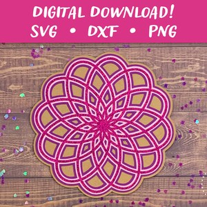 Mandala bloem kaart SVG | Sjabloon verjaardagskaart | Papercut SVG-kaart gesneden bestand | Cricut silhouet Glowforge DIY | Direct downloaden