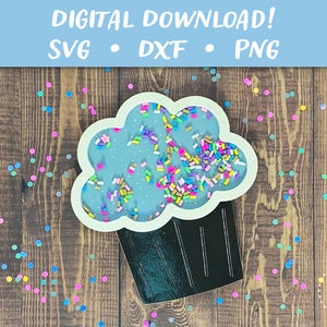 Geburtstag Cupcake Shaker Karte SVG | Geburtstagskarten Vorlage | Papierschnitt SVG Karte Schnitt Datei | Cricut Silhouette Glowforge DIY | Sofort Download