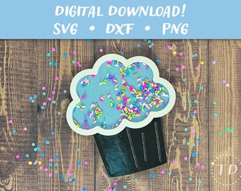 Verjaardag Cupcake Shaker Card SVG: Papercut-sjabloon voor Cricut, Silhouette, Glowforge DIY (digitale download)