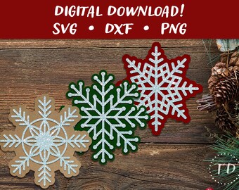 Snowflake Christmas Card SVG: Layered Holiday Papercut Template (Digital Download)