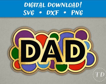Dad Card SVG | Layered Father's Day Greeting Card Papercut Template (Digital Download)