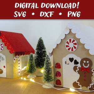 Casa de jengibre 3D SVG / Decoración de pueblo navideño / Archivo de corte artesanal SVG de Papercut / Cricut Silhouette Glowforge DIY / Descarga instantánea