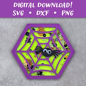 Spinnennetz Spinne Shaker Karte SVG | Halloween-Karte Vorlage | Papierschnitt SVG-Schnitt-Datei | Cricut Silhouette Glowforge DIY | Sofort Download