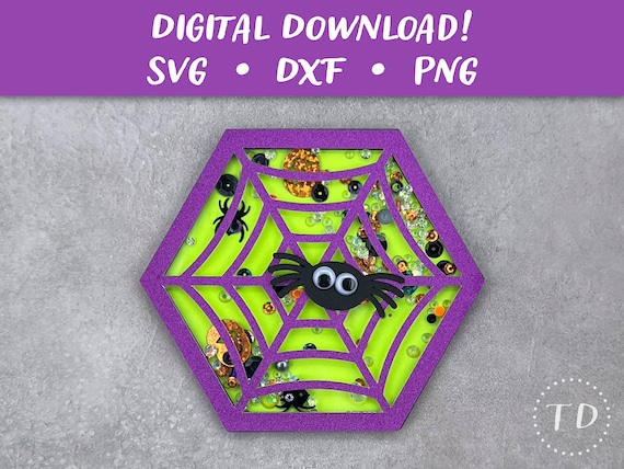 Spider Web Shaker Card SVG: Layered Halloween Greeting Card Papercut Template DIY (Digital Download)