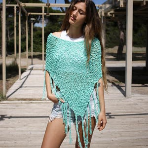 Aqua green summer poncho