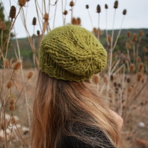 Super chunky winter hat, deep olive green chunky knit beanie, women's chunky hat, hand knit soft and warm hat, many colors available image 2