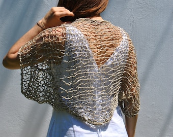 Loose open net knit shrug, summer bolero