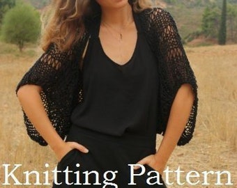Knitting shrug PATTERN, Digital download, loose weave shrug pattern, drop stitch shrug pattern, open knit shrug pattern, easy PDF pattern