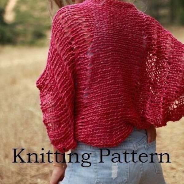 Easy shrug PATTERN, knitting summer shrug pattern, boho style, oversized open knit pattern