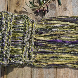 Chunky knit green purple yellow scarf, mohair and silk soft winter scarf, long fringed loose knitted scarf, winter accessories image 3