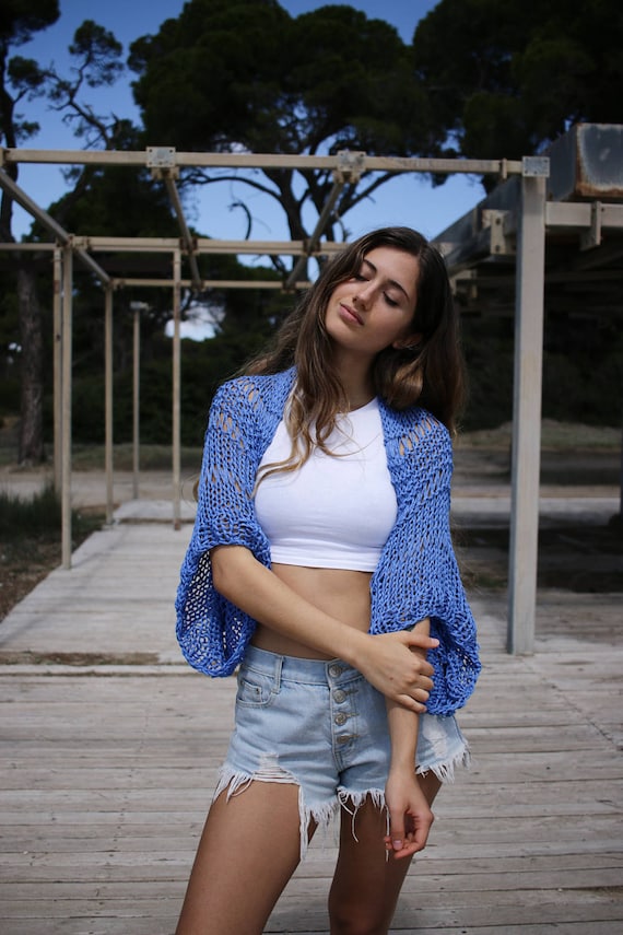 Blue shrug cardigan best sale