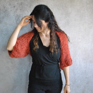 Pink Shrug Hand Knitted Shrug Salmon 