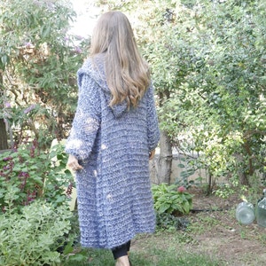 Faded Blue long cardigan with hood