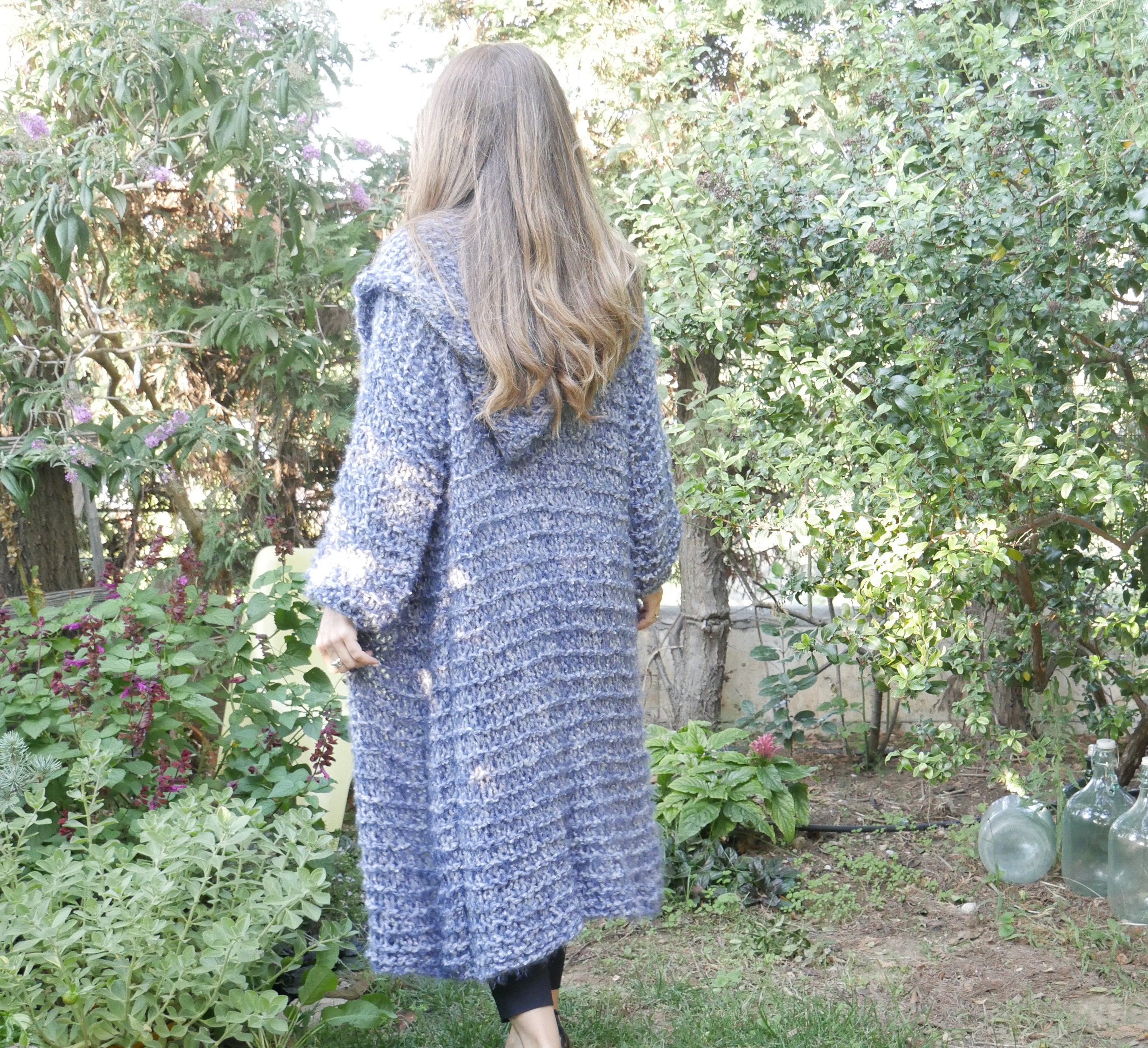 【U LAN】Poning Wrap Hooded Cardigan Boiled Wool Cardigan, Minimalist Mustard Cardigan, Plus Size