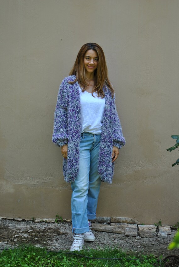 lilac chunky knit cardigan