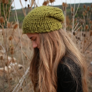 Super chunky winter hat, deep olive green chunky knit beanie, women's chunky hat, hand knit soft and warm hat, many colors available image 5