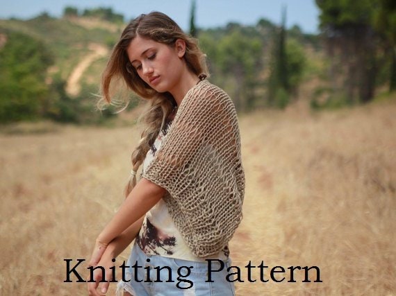 Knitting Shrug Pattern, Intermediate Level, Loose Weave Shrug Pattern,  Women's Shrug, Boho Style Shrug Pattern, Open Knit Shrug Pattern 