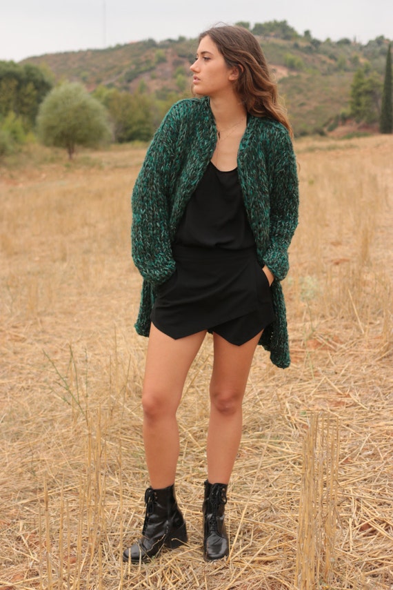 green chunky cardigan