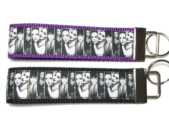 Horror Vixens Keychain, Lily Munster, Morticia Addams, Vampira, Elvira, Black and White Horror, Goth