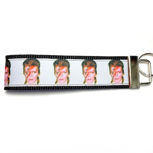 David Bowie Keychain, The Starman, Bowie, Bowie Lightening, Aladdin Sane, Ziggy Stardust, Keychain Wristlet