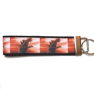 Godzilla Keychain, King of the Monsters, Kaiju, Monster, Classic Horror, Key Fob, Keychain wristlet, Halloween, Horror