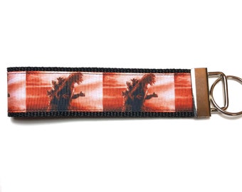 Godzilla Keychain Wristlet, Kaiju Monster, Horror Key Fob
