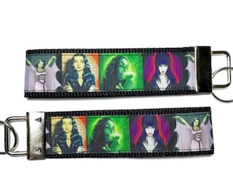 Horror Vixens Full Color Keychain, Lily Munster, Morticia Addams, Vampira, Elvira, Keychain Wristlet, Halloween, Horror Keychain, Goth