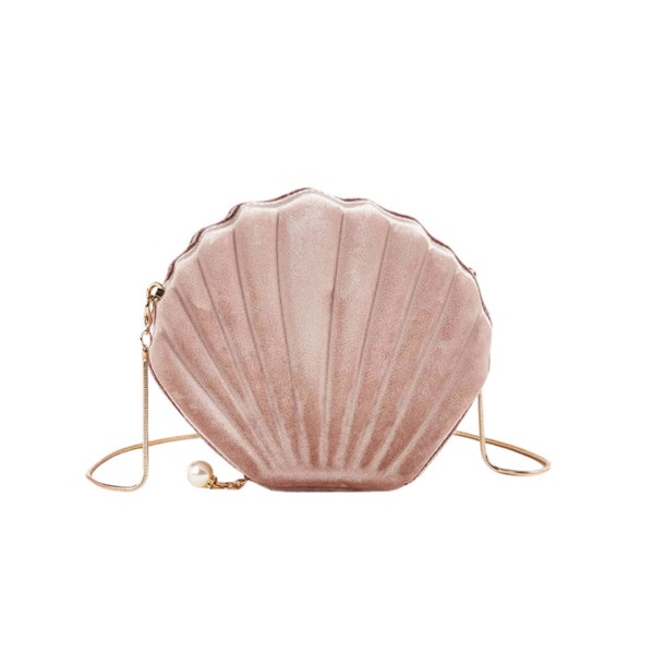 Pink Sea Shell Bag - Velvet Seashell purse - Lovely Novelty Gift - Queen of the Sea