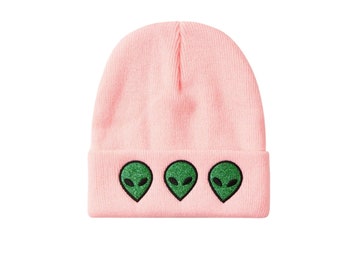 Feeling Spacey Baby - Alien Beanie Hat - Pink Alien Hat