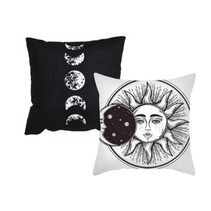 Celestial Moon Phase and Sun Pillow Case Set without insert - Set of 2