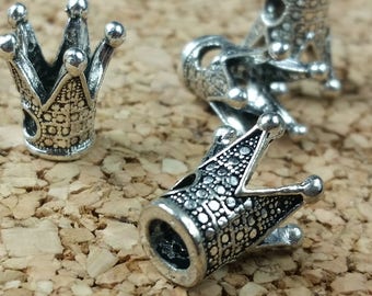10pcs Antique Silver King Crown Beads
