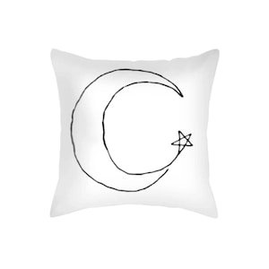 Crescent Moon and Star Printed Pillow Case without insert