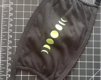 Lime Green Moon Phase Face Mask - Moon Phases - Cotton face mask - printed face mask - cotton