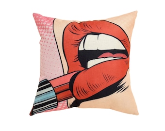 Lipstick Graphic Pillow Cover without insert