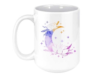 Moon Coffee Mug - 15oz Ceramic Mug - Large Mug - Coffee Moon Mug