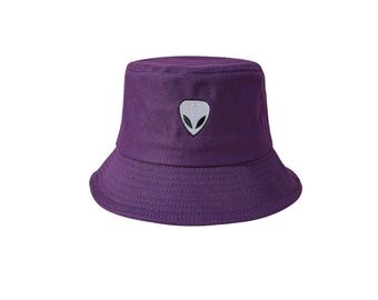 Purple Alien Bucket Hat - Indigo Bucket Hat -  Purple bucket hat - Alien Hat - Dark Purple Alien Bucket Hat