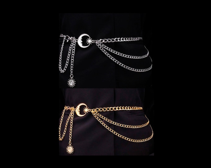 Gold Chain Layered Belt Round Charm Chain Belt Gold Coin Etsy