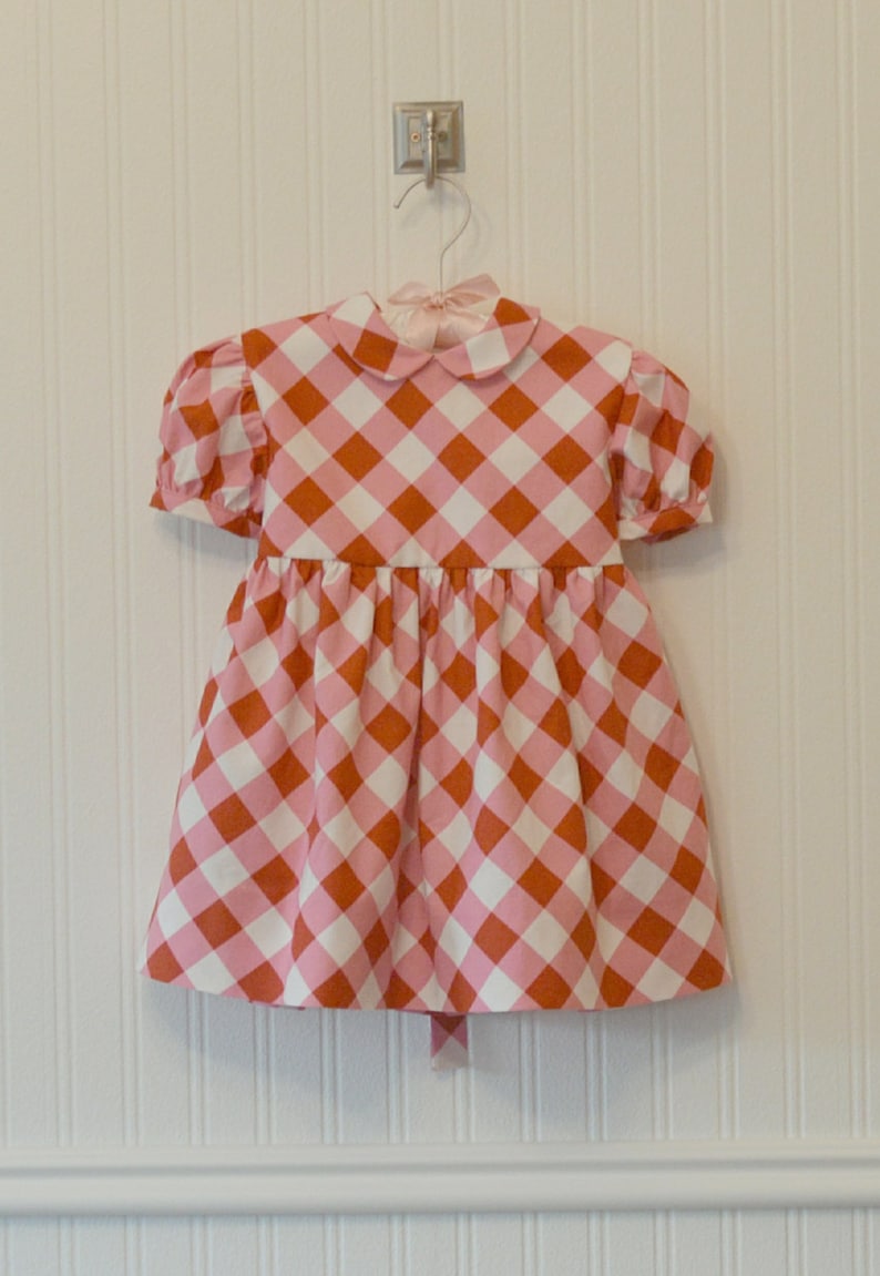 White Gingham Picknicker Dress 24m 2t Baby Toddler Girls Size 6m 12m 1t 3t. Red Vintage Inspired Pink