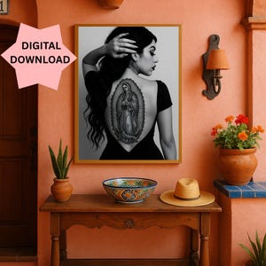 La Virgen Chola Art Print: Sacred Mexican Tattoo, Chicana Divine Feminine (Digital Download)