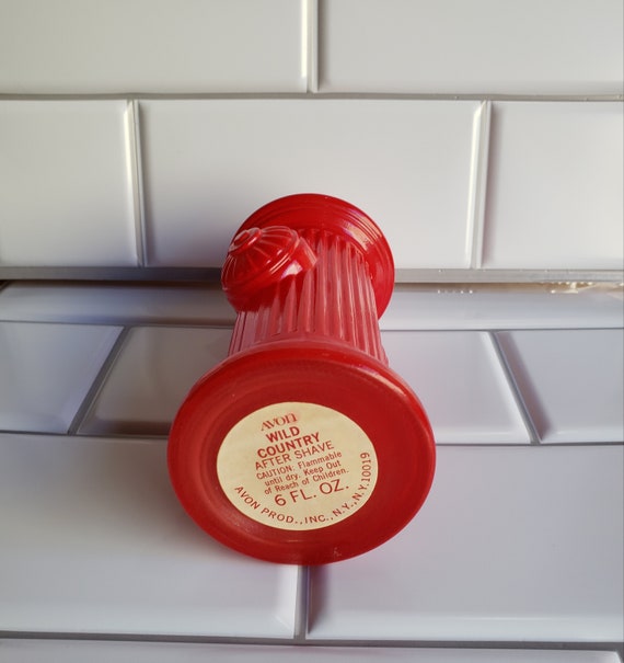 Vintage Avon Red Fire Hydrant Glass Decanter (Empty) Gem