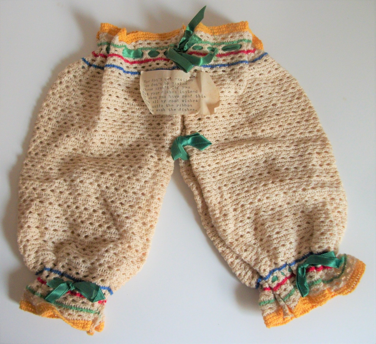 Vintage '50's Crochet Kitchen Britches Dishcloth Tan | Etsy