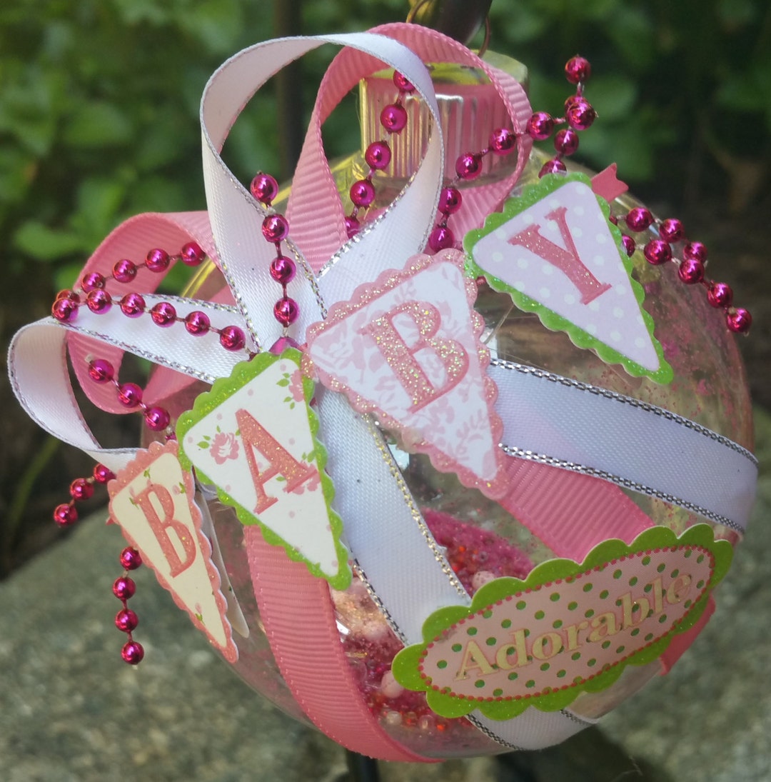 Baby Girl Christmas Ornament Baby Banner & Adorable Sign Etsy