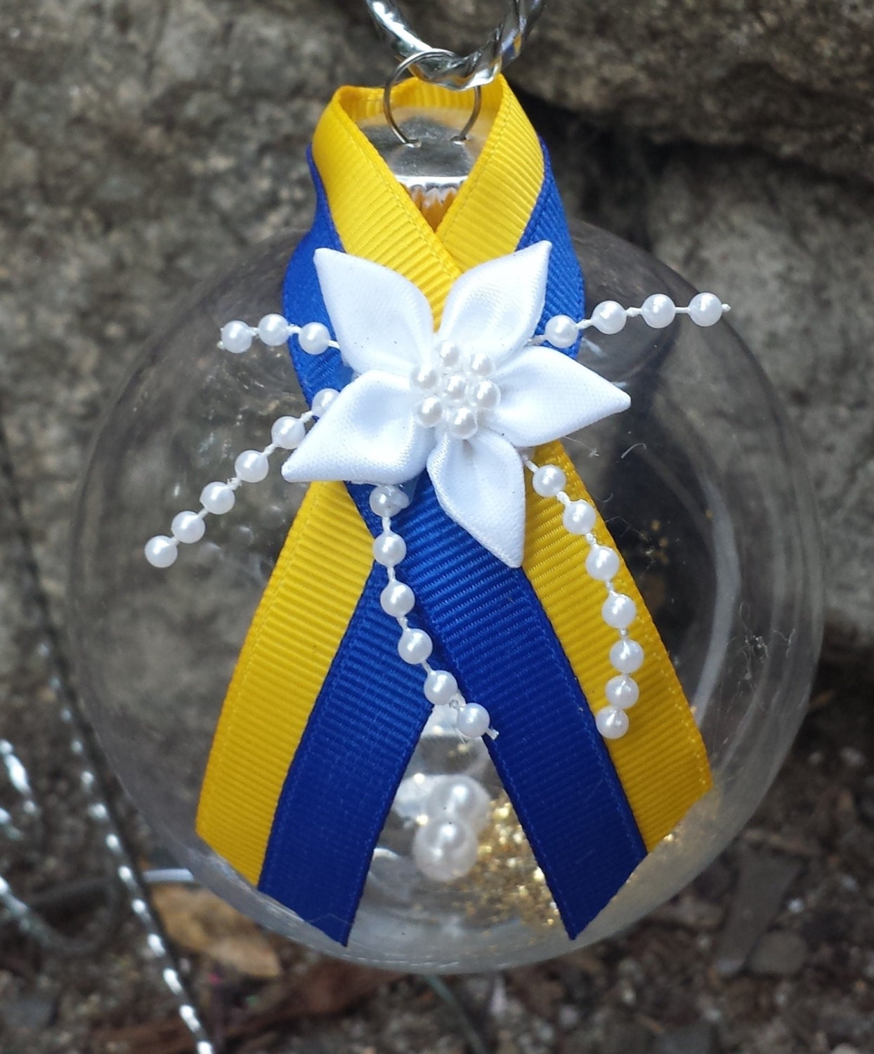 Boston Marathon Memorial Christmas Ornament Blue & Yellow Etsy